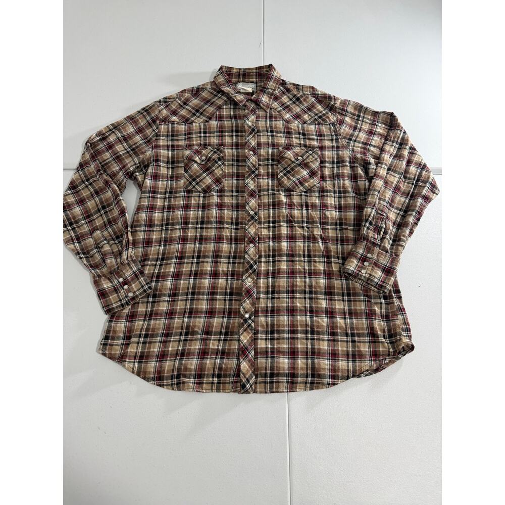 Wrangler Pearl Snap Rancher Shirt Long Sleeve Size 2XL Tall